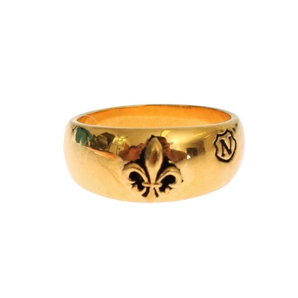 Nialaya Fleurdelis Ring Gold Band Men Gold Rings